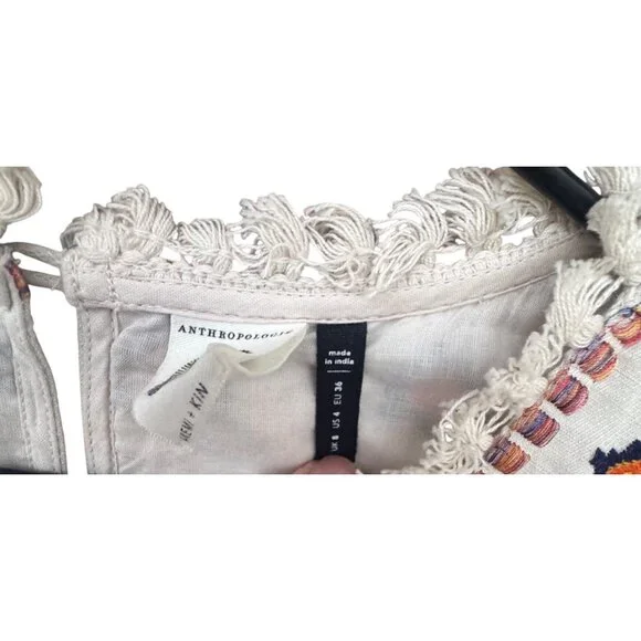 Anthropologie Akemi + Kin Geometric Embroidered Sleeveless Dress Size 4 - Picture 8 of 13